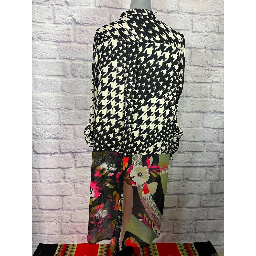 John Mark Boho Sheer Patchwork Houndstooth Long B… - image 5